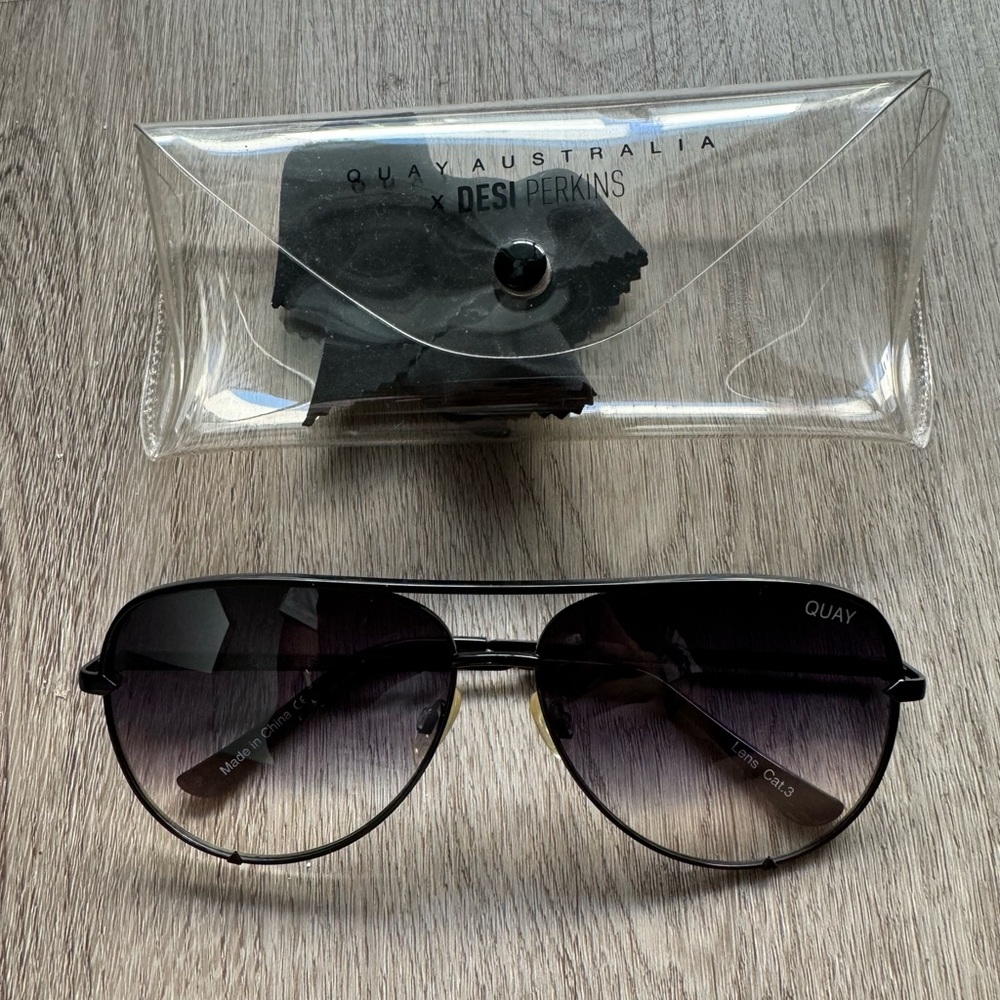 Quay Australia High Key Black Aviator Sunglasses